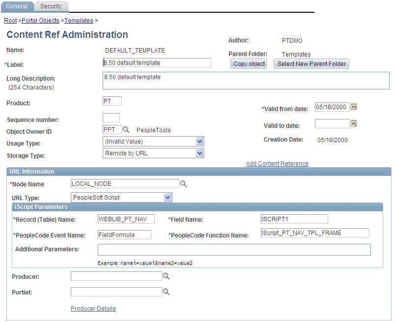 Content Ref Administration - Portal template