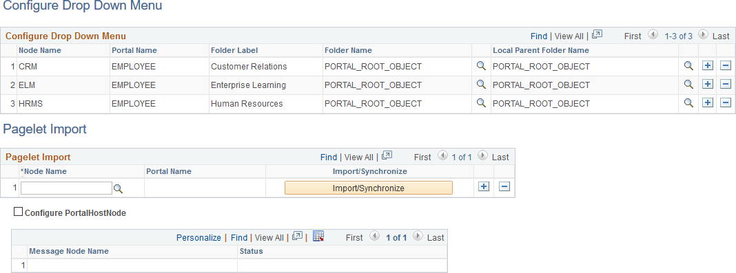 Configure Drop Down Menu page