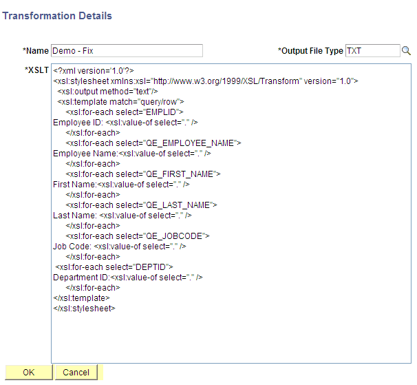 Transformation Details page