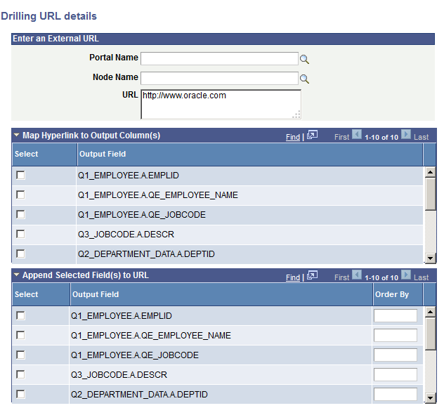 Drilling URL Details - External URL page