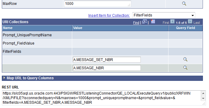 Define a REST Service Drilling URL page - URL Collections