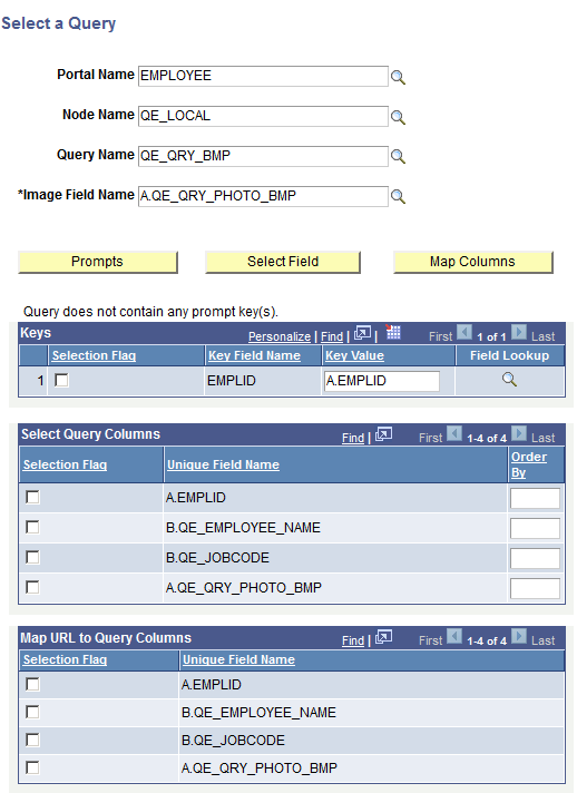 Select a Query page - image query and the binds for the image URL