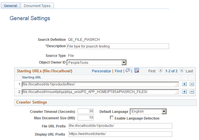 File Source: General Settings page