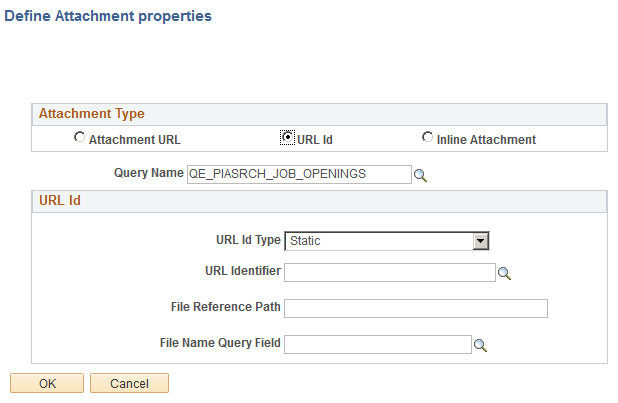 Define Attachment Properties: Static URL