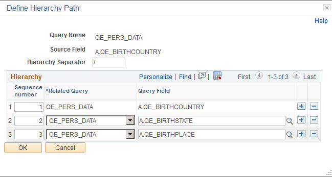 Define Hierarchy Path page