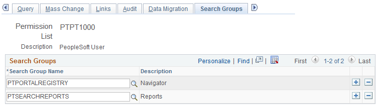 PeopleTools Permission Lists: Search Groups