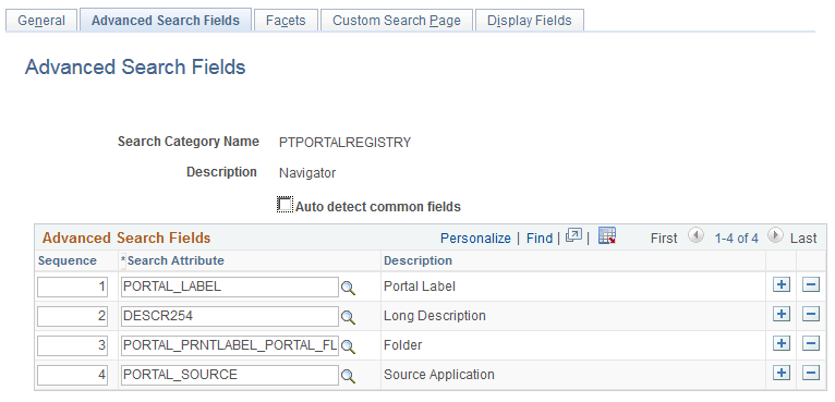 Advanced Search Fields page