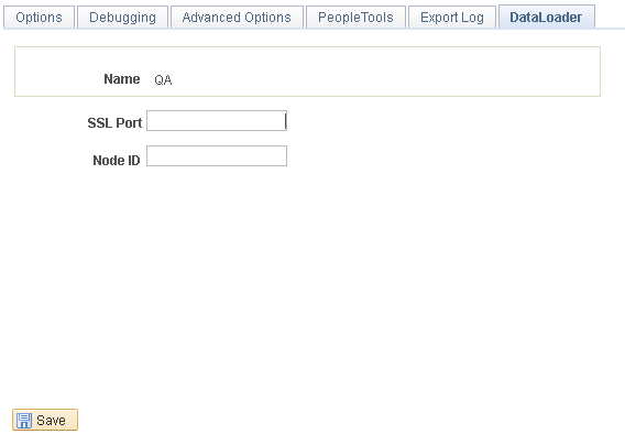 Define Execution Options-DataLoader page