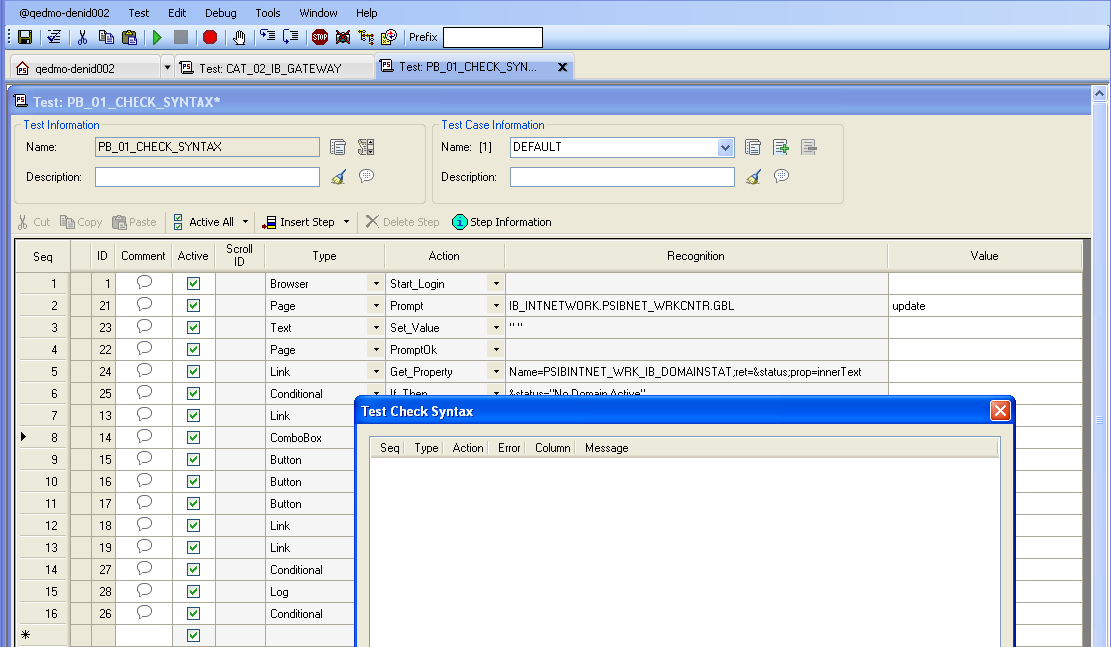 Test Syntax check showing no errors or warnings