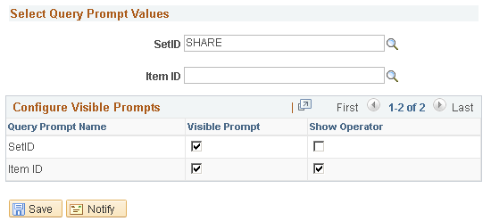 Select Query Prompt Values