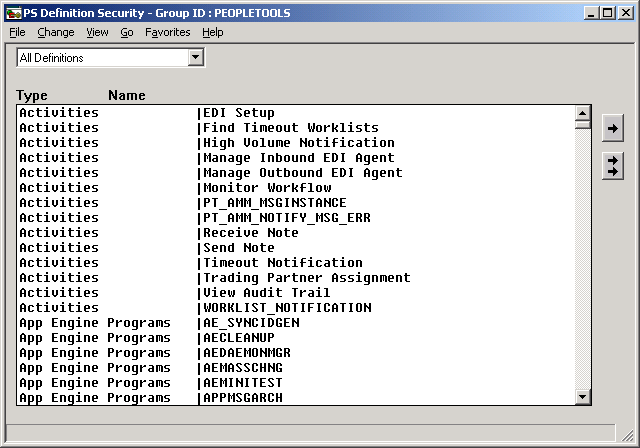 PS Definition Security displaying all definitions