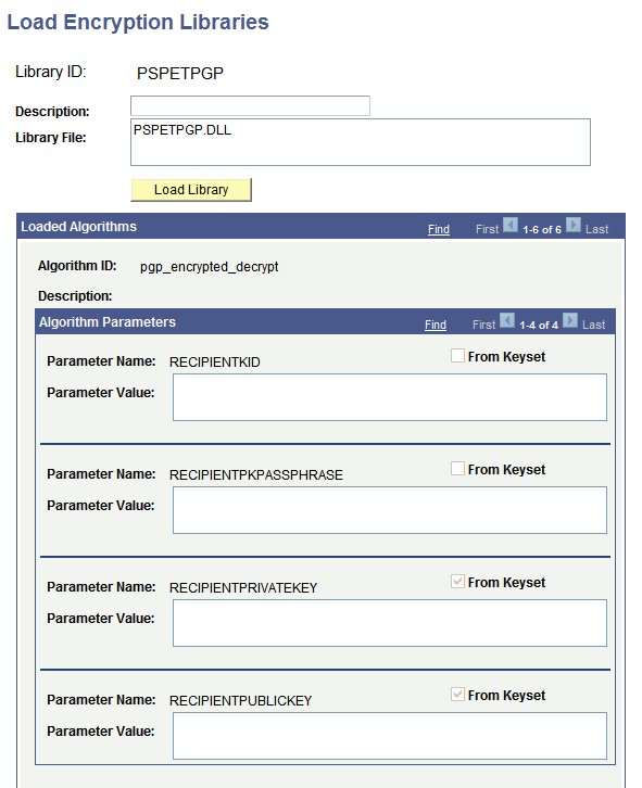 Load Encryption Libraries page