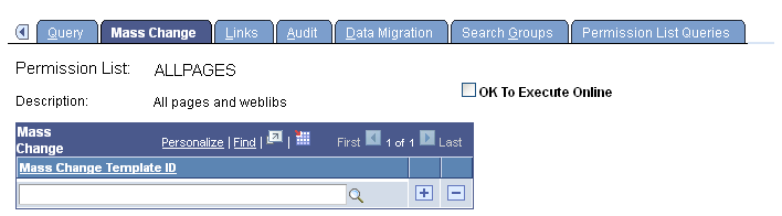 Permission List - Mass Change page