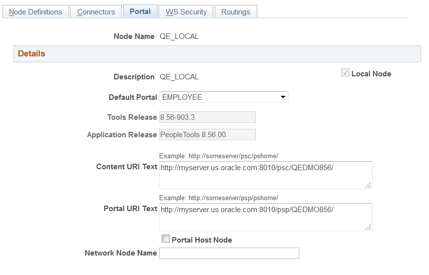 Nodes - Portal page (Default local node)