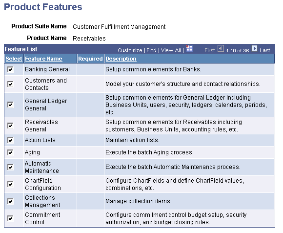 Product Features page