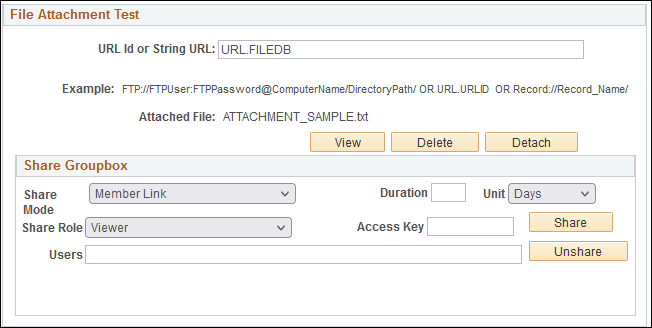 File Attachment Test section after uploading a file.