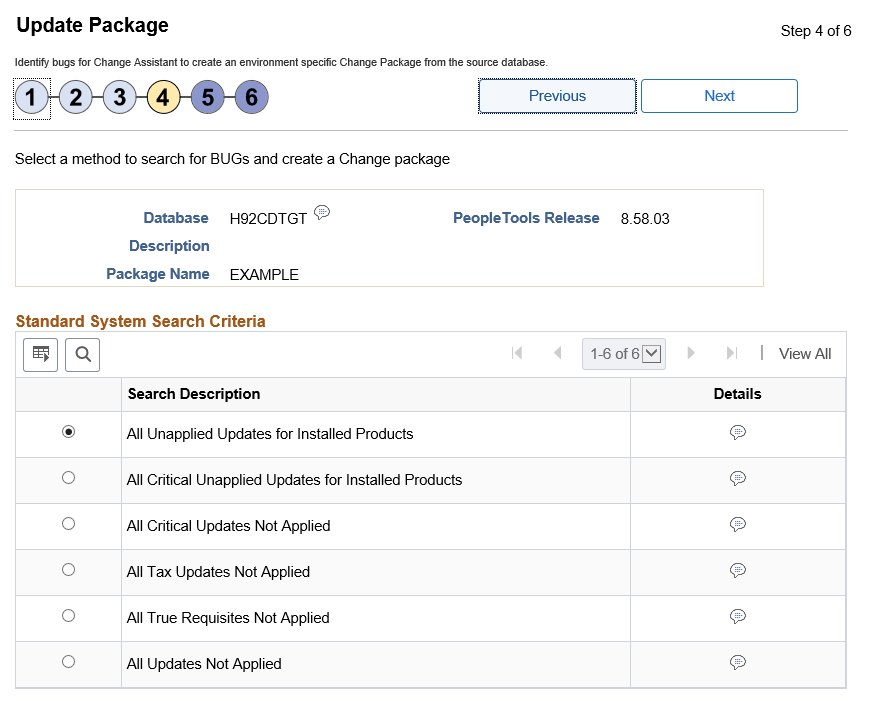 Standard System Search Criteria