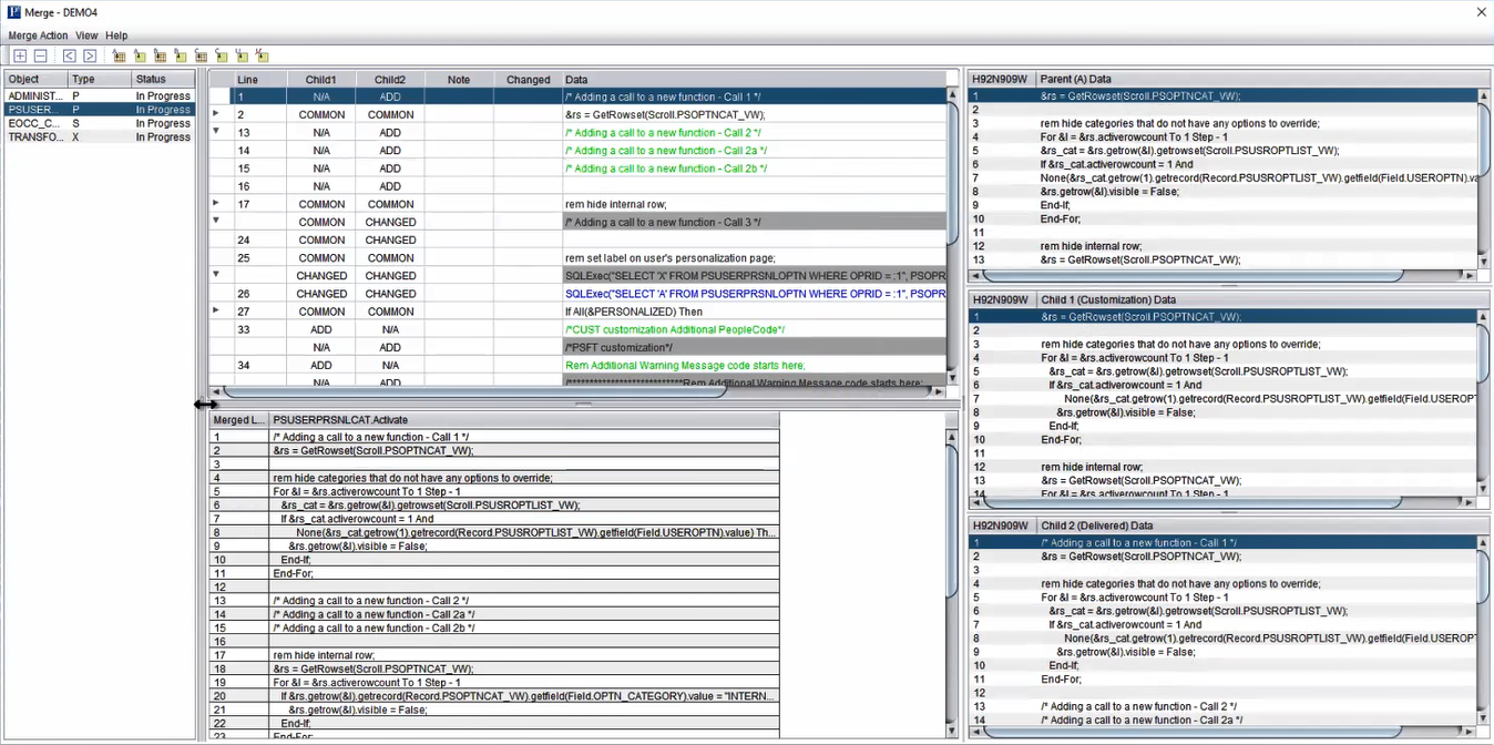 Merge Session page