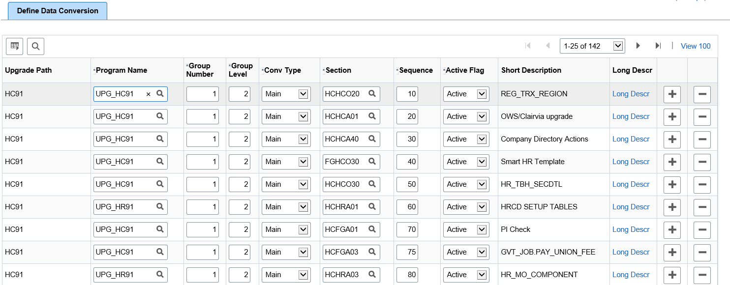 Define Data Conversion page