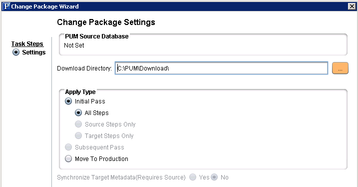 Upgrade Application - Change Package Settings