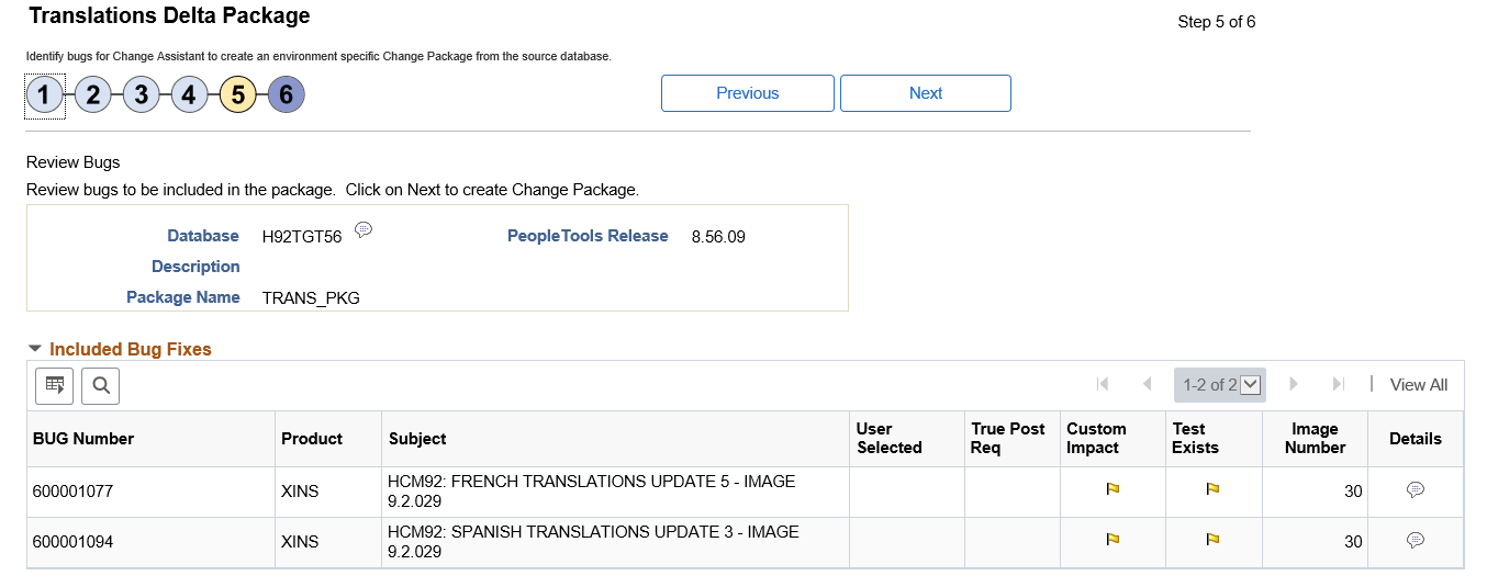 Define Translation Delta Package Step 5 of 6