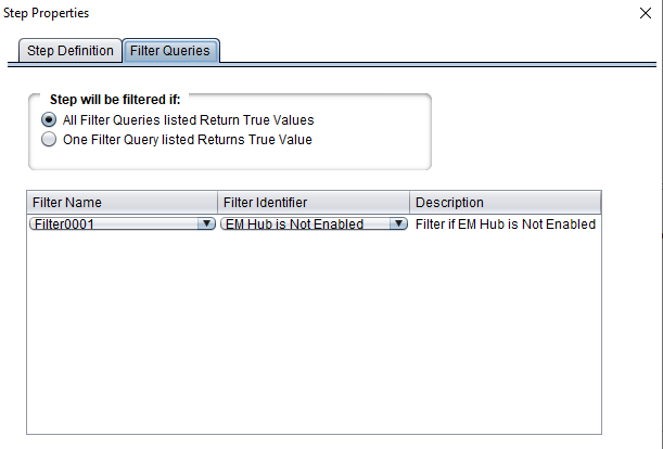 Filter Queries dialog box