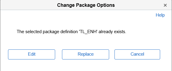 Change Package Options page