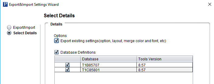 &Export&Import Settings Wizard - Select Details page