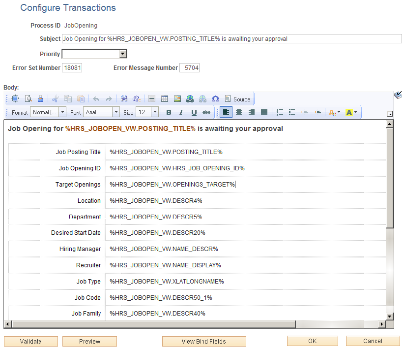 Configure Transactions - Edit Template page (1 of 2)