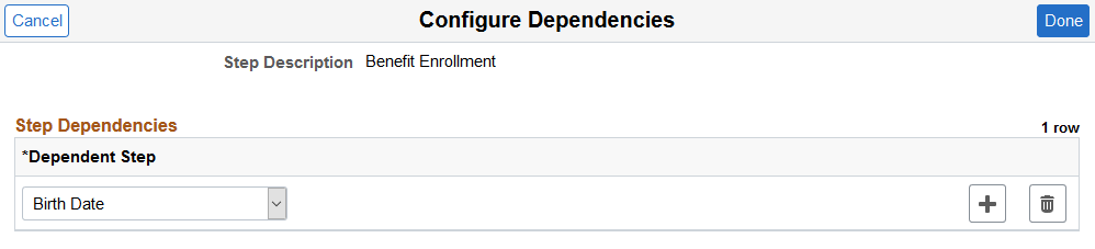 Configure Dependencies page