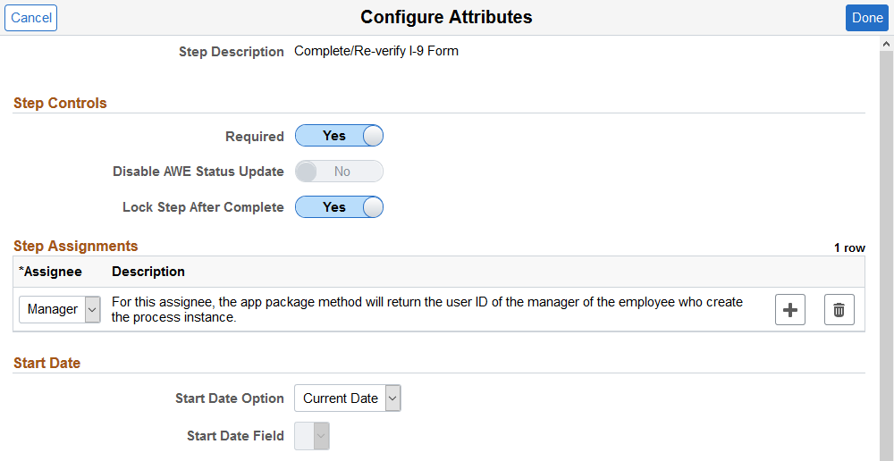 Configure Attributes page (1 of 2)