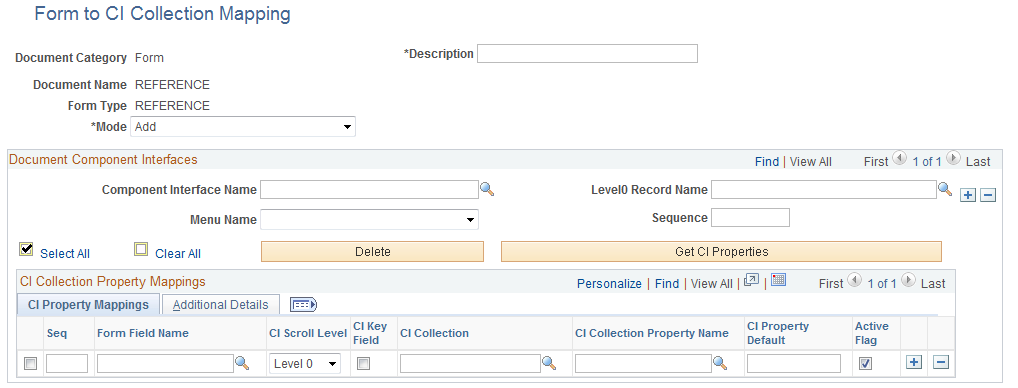 Form to CI Collection Mapping page