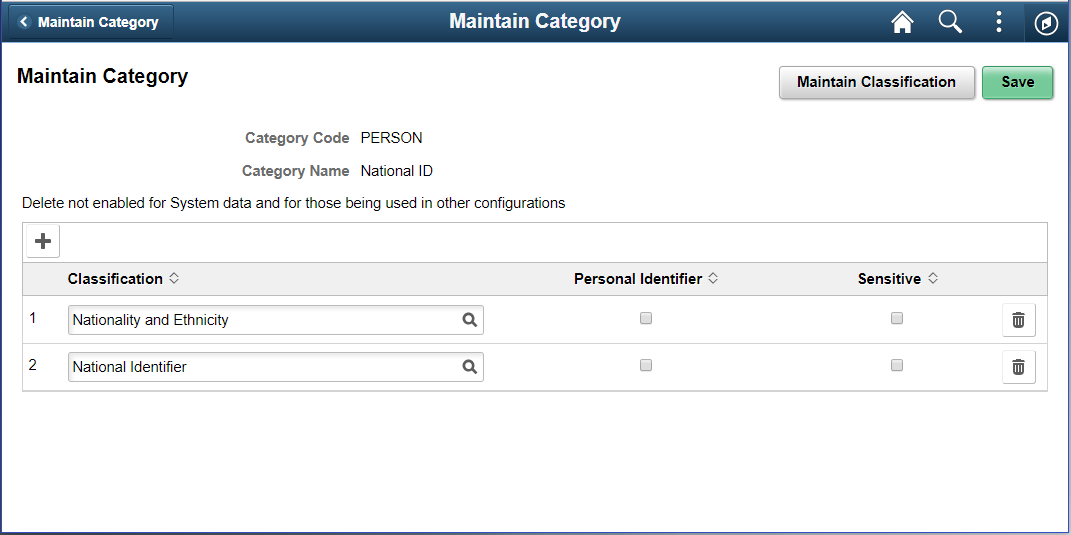Maintain Category Page