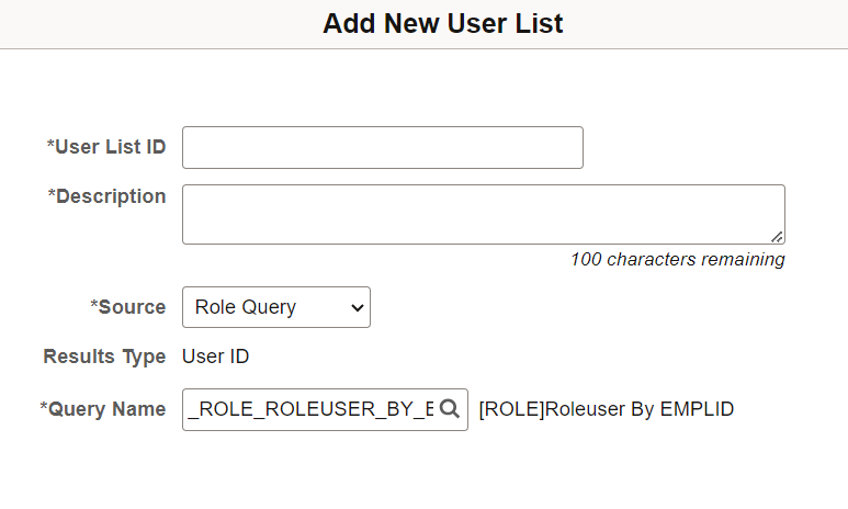 Add New User List page - Role Query based
