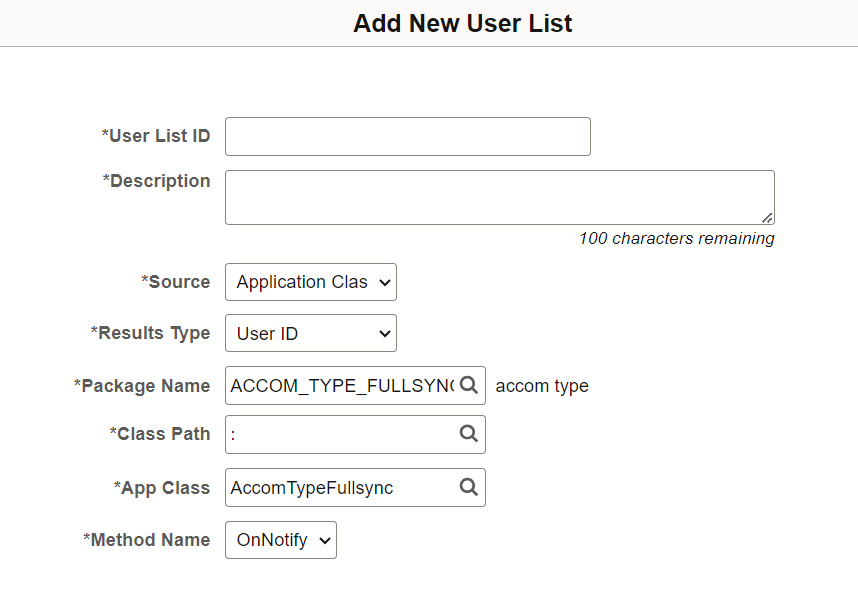 Add New User List page - Source Application based