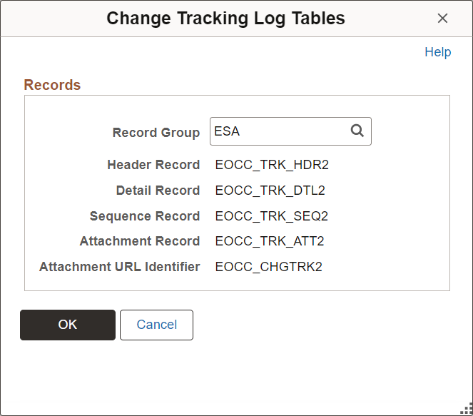 Change Tracking Log Tables Page