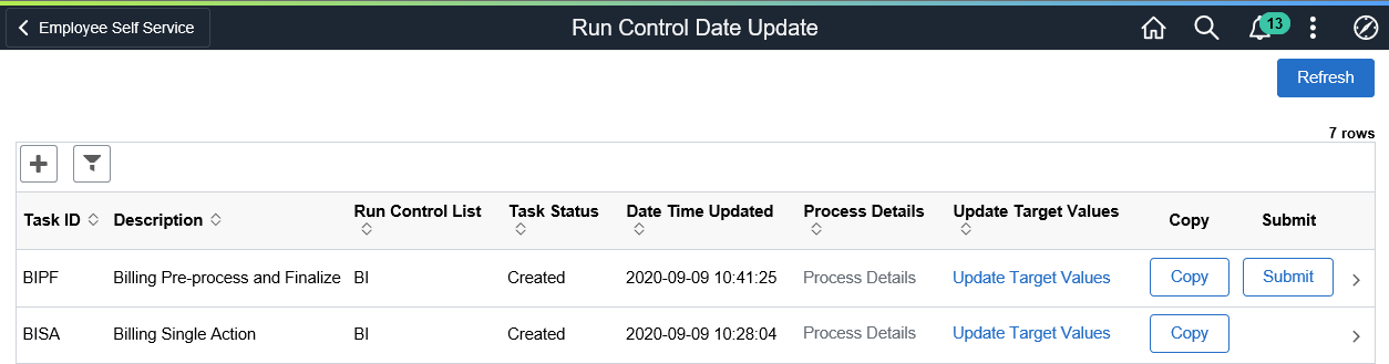 Run Control Date Update