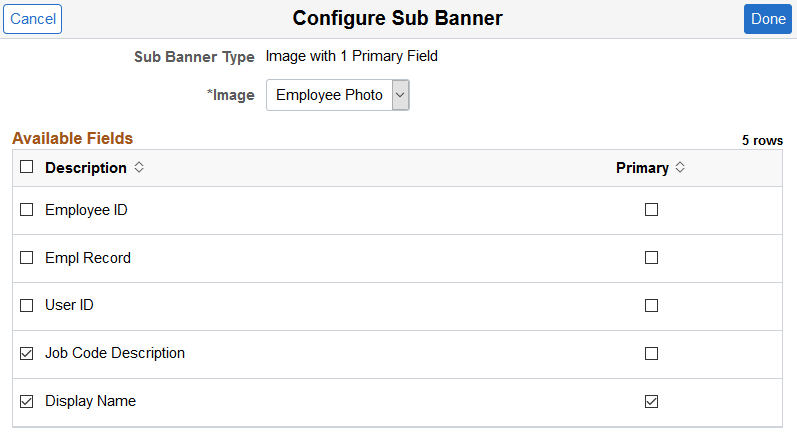 Configure Sub Banner page