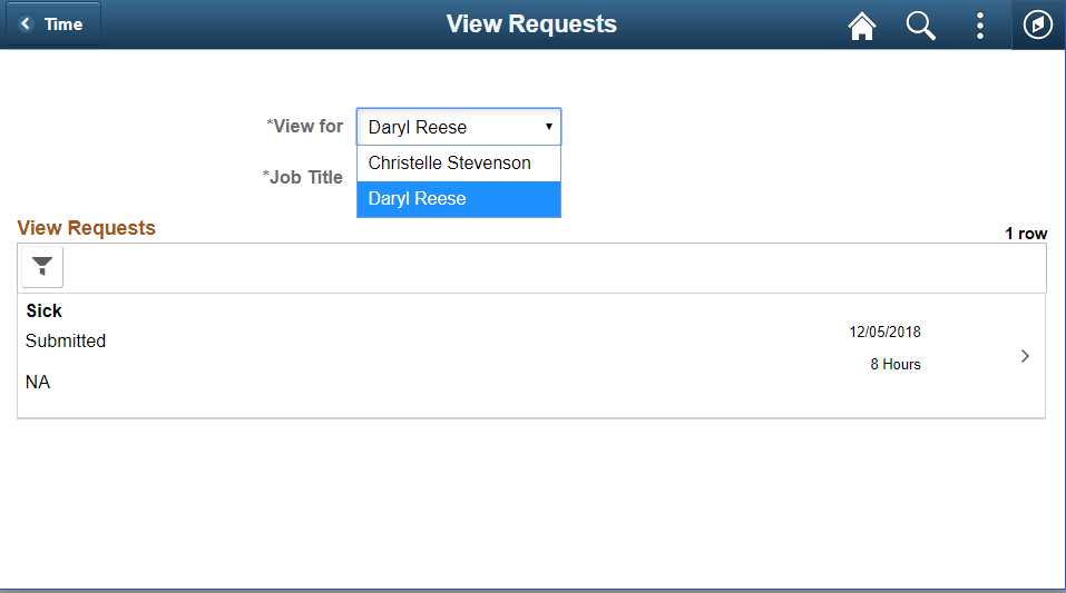View Requests page with Delegation