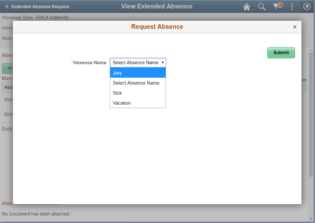 Extended Absence Request_Request Absence Modal