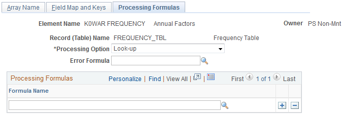 Processing Formulas page