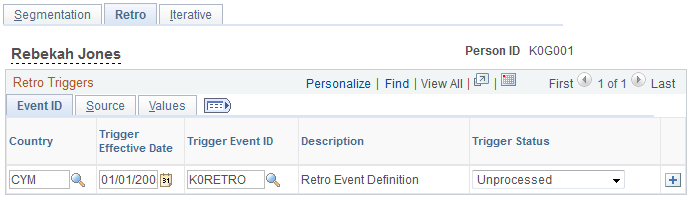 Retro page - Event ID tab