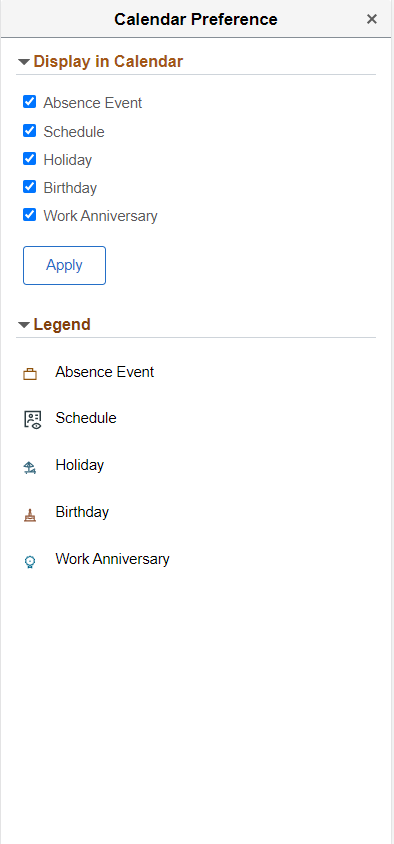 (SmartPhone) Employee Team Calendar Preferences