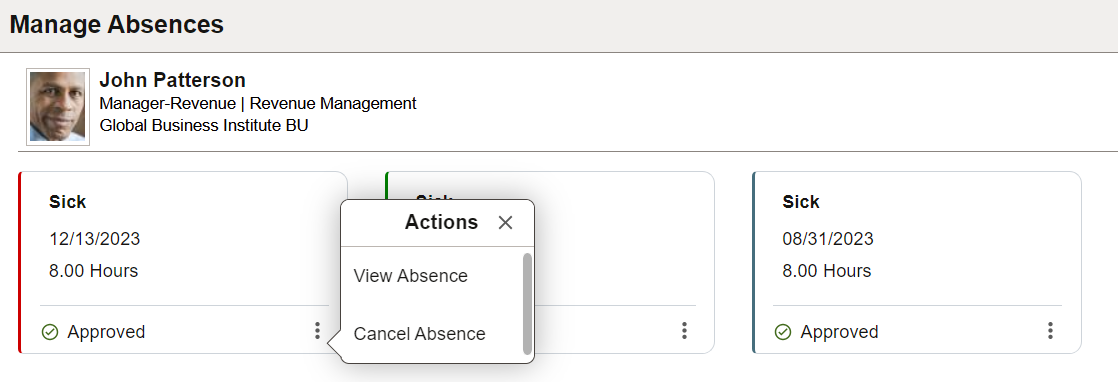 Actions_Manage Absence