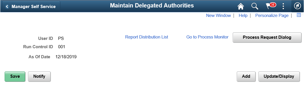 Maintain Delegated Authorities page