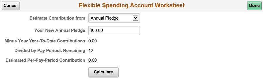 Flexible Spending Account Worksheet