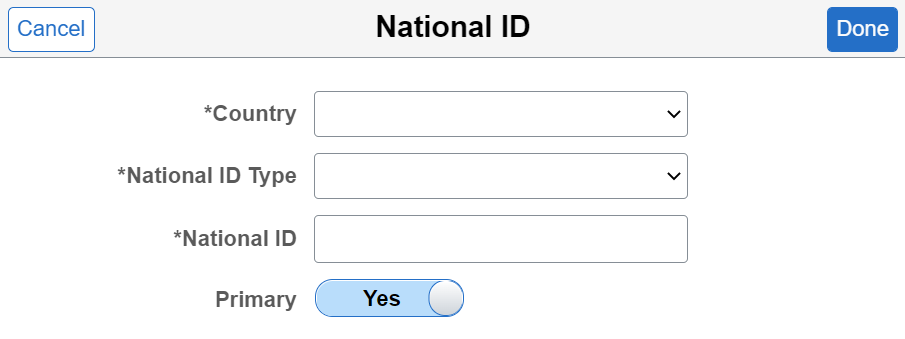 National ID modal window