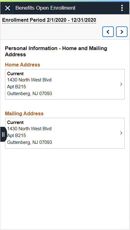 Smartphone_Home and Mailing Address page