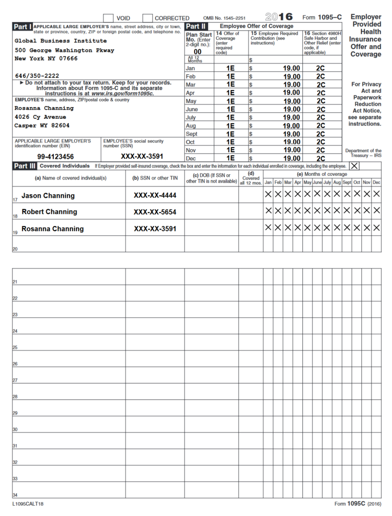 (Tablet) Tax Form - Form 1095-C