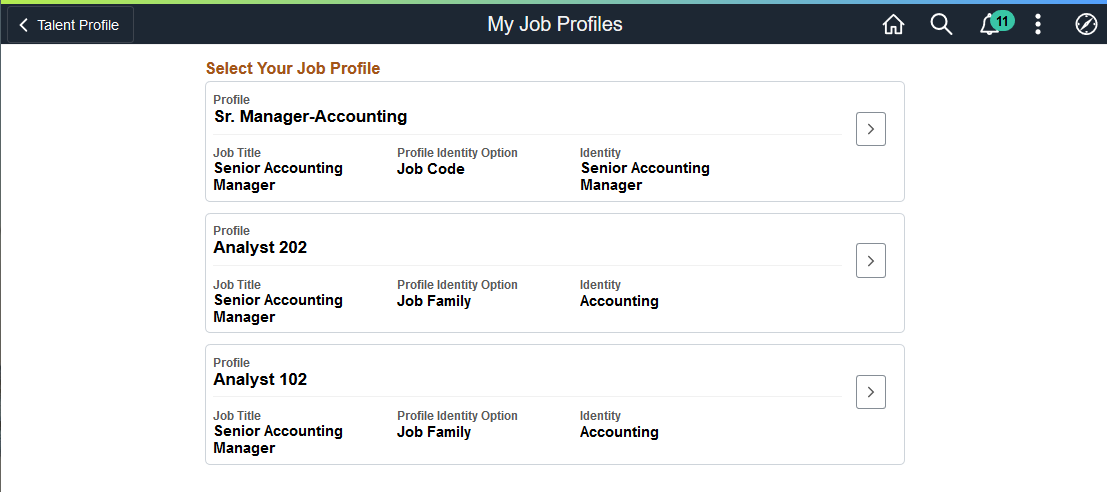 My Job Profile page